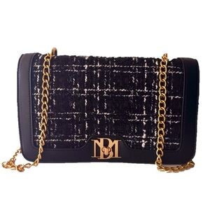 NWT $129 NWT Badgley Mischka Wool Tweed Single Flap Crossbody Bag
